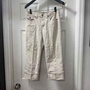 Vintage L.A. Blues high waisted off-white ecru denim cuffed jeans size 8